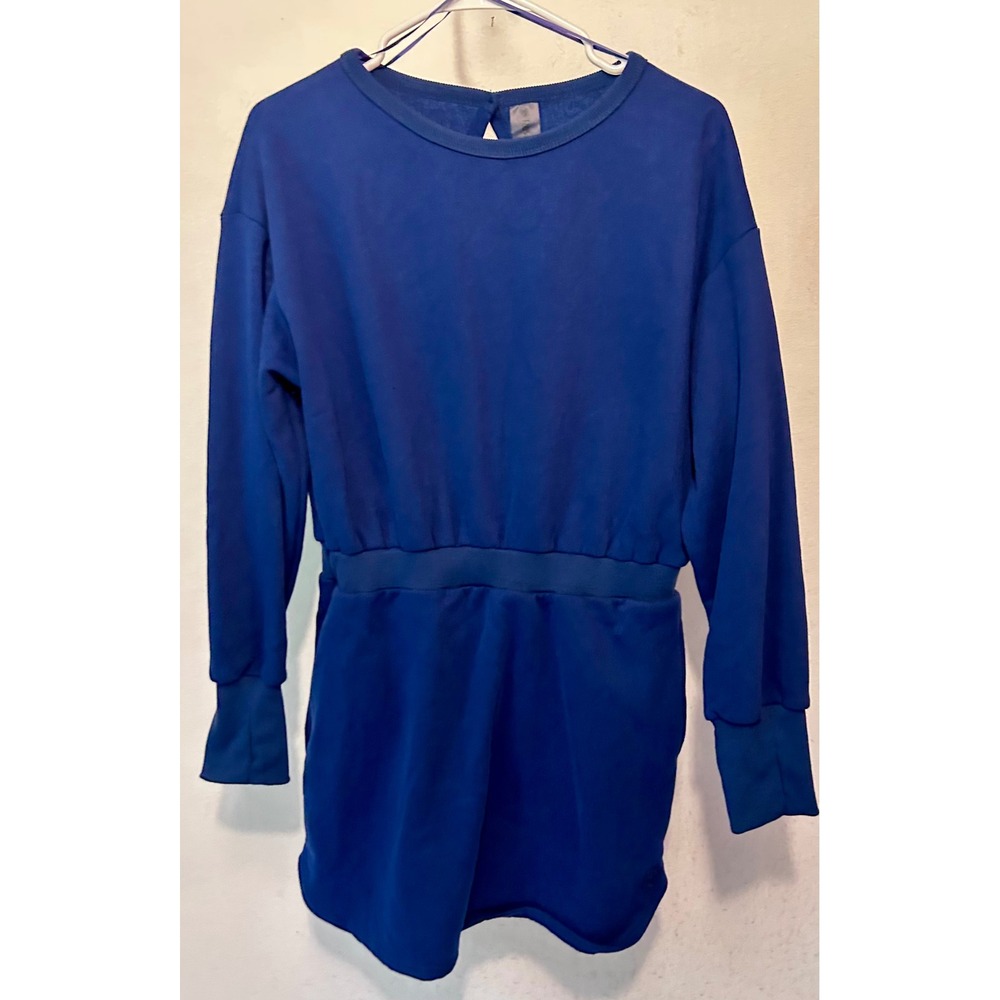 AS Revival Royal Blue Fleece Long Sleeve Open Back Romper with Built-in Shorts M